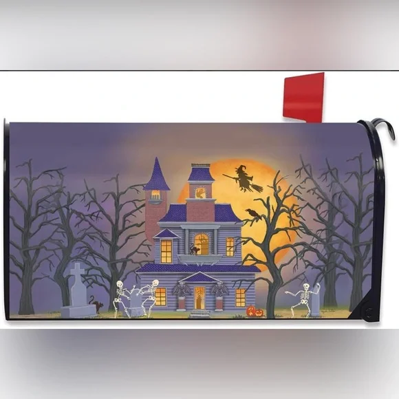 Briarwood Lane Haunted House Party Halloween Magnetic Mailbox Cover Full Moon - Picture 2 of 5
